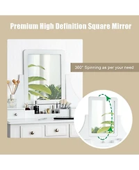 Sugift Makeup Vanity Set with Mirror and Cushioned Stool