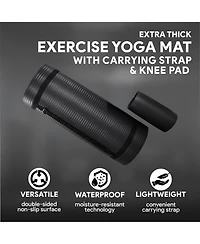 BalanceFrom Fitness 1" Extra Thick Yoga Mat w/Knee Pad and Carrying Strap, Black