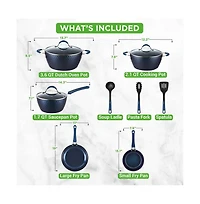 NutriChef Kitchenware Pots & Pans Set - Stylish Kitchen Cookware with Elegant Diamond Pattern