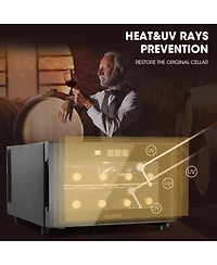 Jinjunye 8 Bottle Wine Cooler Refrigerator, Wine Fridge Small, Countertop Wine Cooler with Digital Temperature Control, 46-66 Mini Freestanding Wine C