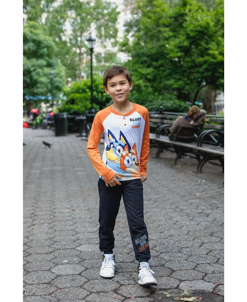 Bluey Toddler Boys Henley T-Shirt and French Terry Pants