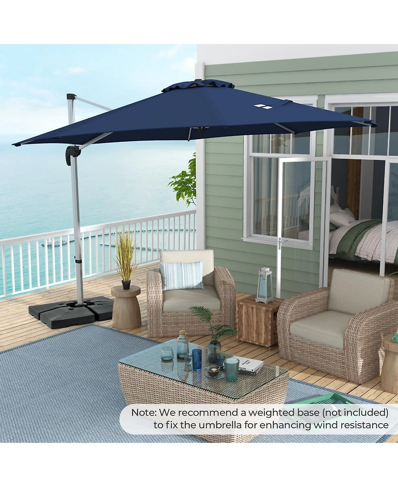 11 Ft Outdoor Patio Umbrella with 360° Rotation and Adjustable Tilt-Navy