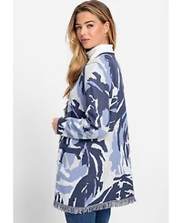 Olsen Women's Longline Camo and Fringe Cardigan