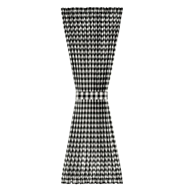 Kate Aurora Plaid Country Farmhouse French Door Curtain Panel With Matching Tieback