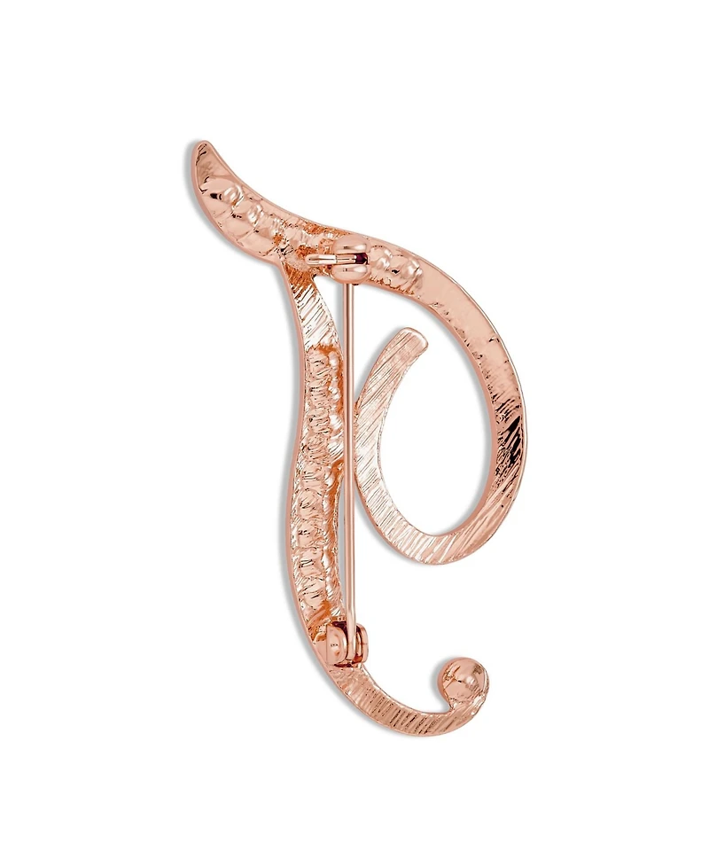 Bling Jewelry Large Statement Abc Pave Crystal Letters Alphabet Initial Scarf Lapel Pin Brooch Rose Gold Plated