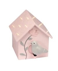 Lambs & Ivy Petals Pink/Gray Birdhouse Table Top Night Light Led Lamp