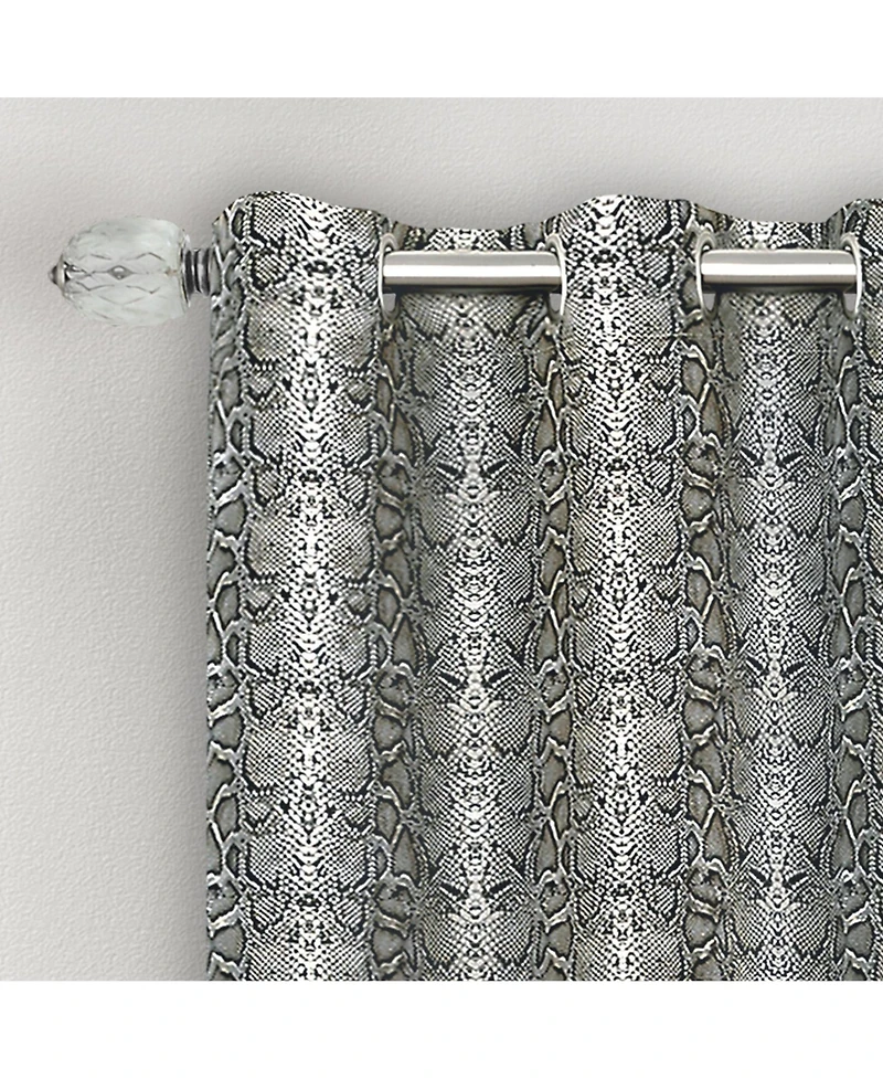 Kate Aurora Safari Living 2 Piece Python Room Darkening Grommet Top Curtain Panels - Brown 84 in. Long