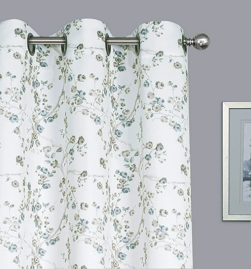 Kate Aurora 2 Pack Shabby Chic Grommet Top Floral Cherry Blossom Curtain Panels