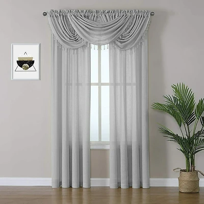 Kate Aurora Living 5 Piece Rod Pocket Sheer Window Curtains & Valances Set