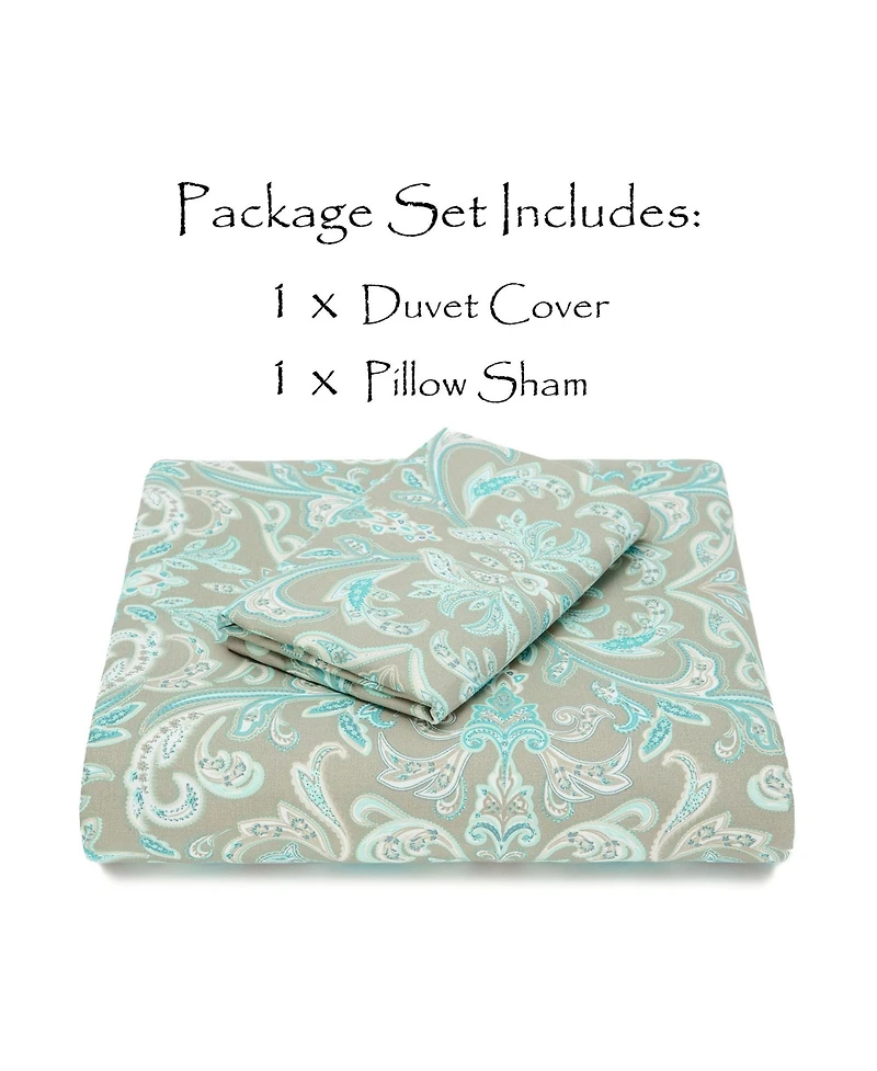 Chanasya Premium Damask Sage Duvet Cover Set - Duvet Cover (90” x 90”) & 1 Pillow Sham (20” x 26”)