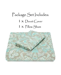 Chanasya Premium Damask Sage Duvet Cover Set - Duvet Cover (90” x 90”) & 1 Pillow Sham (20” x 26”)