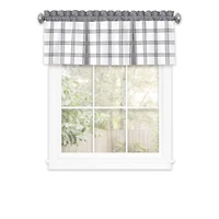 Kate Aurora Windowpane Plaid Country Farmhouse Kitchen Curtain Tier & Valance