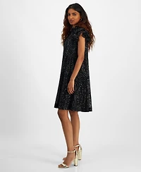 Robbe Bee Petite Sequined Tiered A-Line Dress
