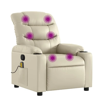 vidaXL Massage Recliner Chair Cream Faux Leather