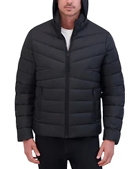 Kenneth Cole Men's Quilted Lightweight Hooded Zip-Front Puffer Jacket