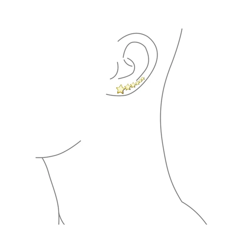 Bling Jewelry Usa Patriotic Celestial Shooting Star Ear Pin Climbers Earrings Wrap Crawlers 14K Gold Plated .925 Sterling Silver