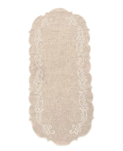 Lenox French Perle Linen Embroidered Centerpiece, 14" x 36"