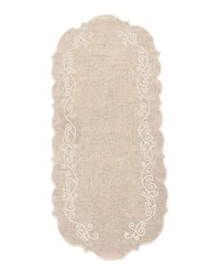 Lenox French Perle Linen Embroidered Centerpiece, 14" x 36"