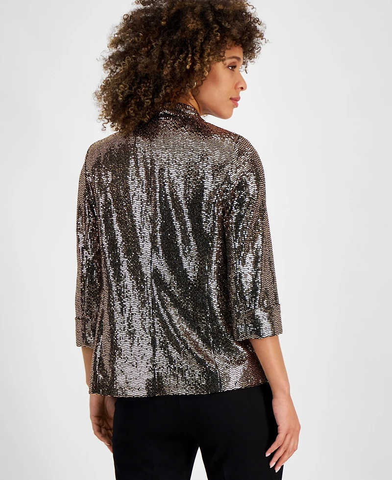 Kasper Women's Mirror-Dot Open-Front Shawl-Collar Jacket, Regular and Petite Sizes
