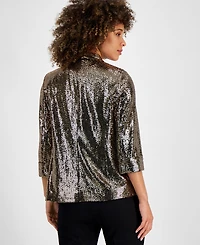 Kasper Women's Mirror-Dot Open-Front Shawl-Collar Jacket, Regular and Petite Sizes