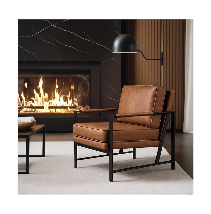 Yaheetech Retro Upholstered Lounge Chair Accent Chair