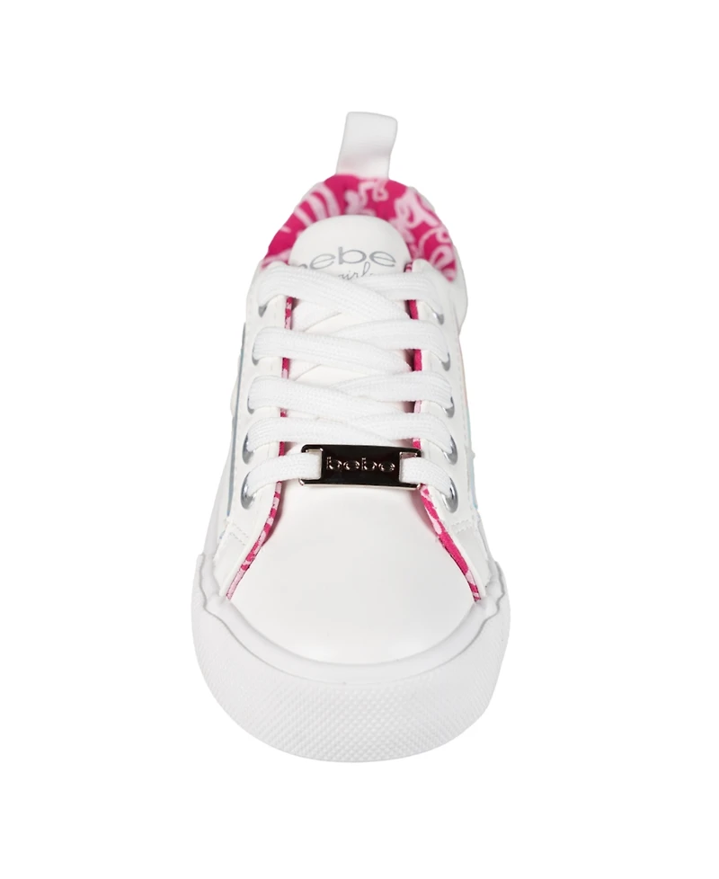 Bebe Little and Big Girls Low Top With Holographic "B" Sneaker