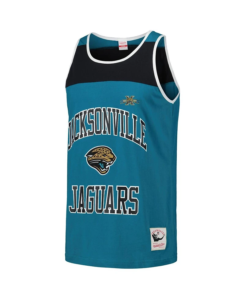 Mitchell & Ness Men's Teal/Black Jacksonville Jaguars Gridiron Classics Heritage Colorblock Tank Top