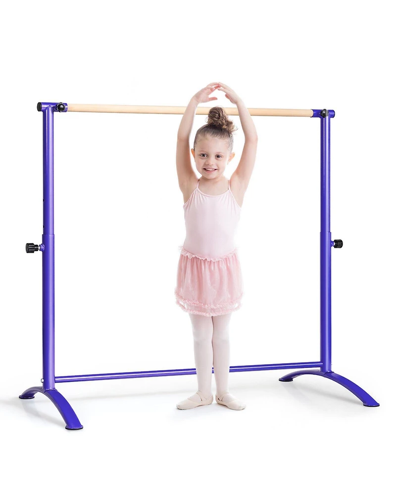 Sugift 51 Inch Ballet Barre Bar with 4-Position Adjustable Height-Purple