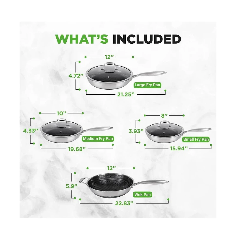 NutriChef Kitchenware Pots & Pans Set - Triply Stainless Steel Cookware, Dakin Etching Non-Stick Coating Inside and Outside (7-Piece Set)