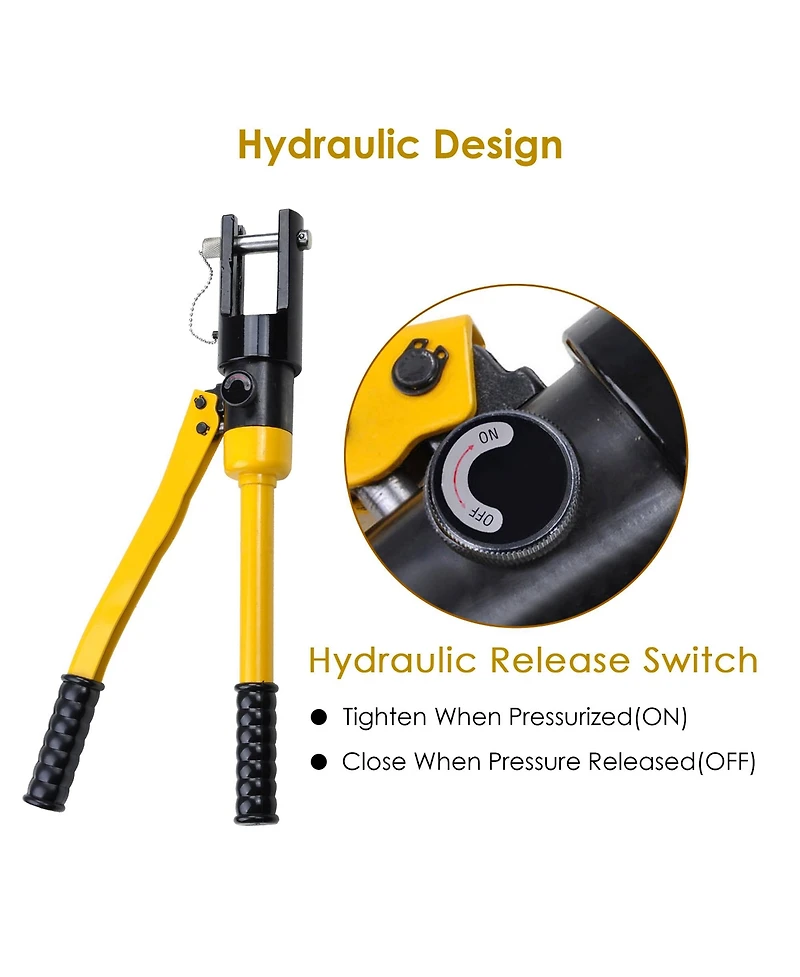 16 Ton Hydraulic Wire Battery Cable Lug Terminal Crimper Crimping Tool Kit w/ 11 Dies