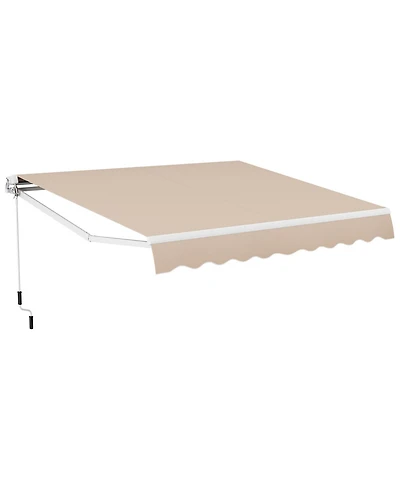 Sugift Outdoor Manual Retractable Awning Cover Shelter Patio Sun Shade-Beige