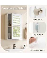 Bathroom Wall Cabinet with Single Mirror Door-Gray