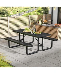 Costway 72" Coated Steel Camping Table with Seats Outdoor Picnic Table & Bench Set
