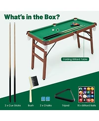 Folding Pool Table Set with Foldable Legs Adjustable Foot Levelers 2 Cues 2 Chalks
