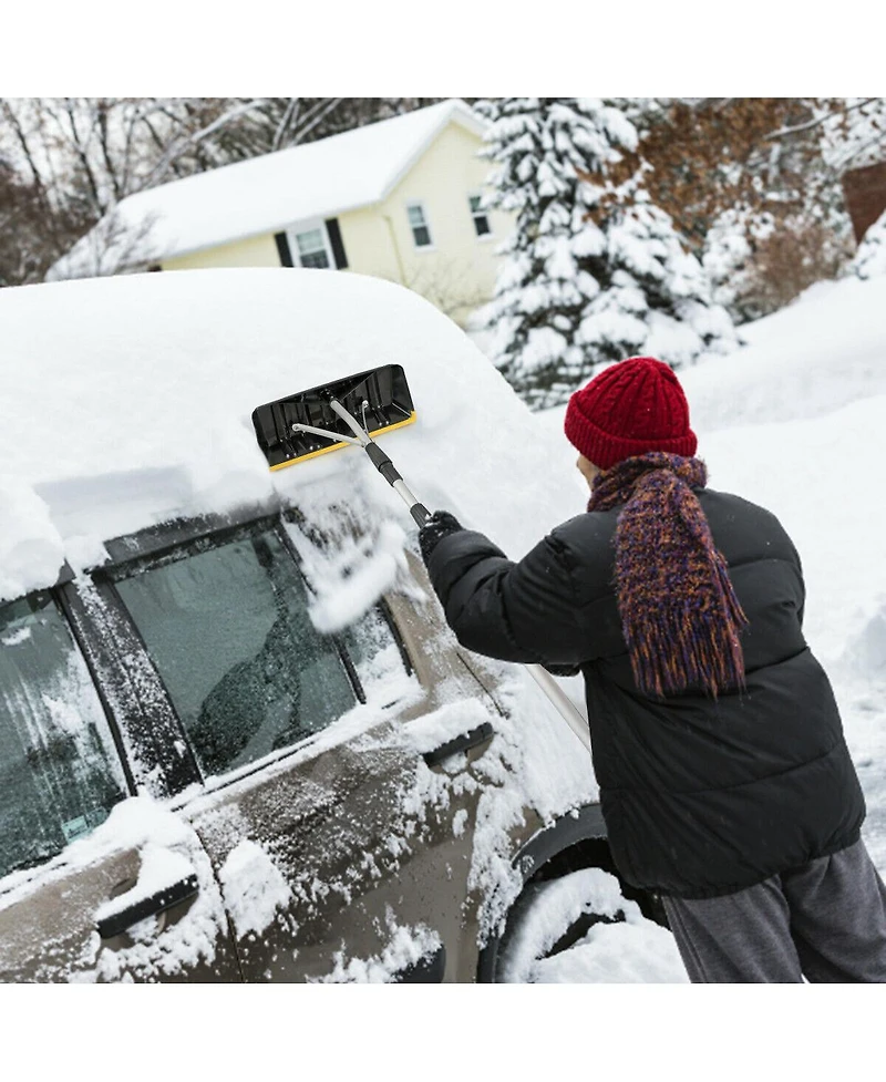 21FT Telescoping Snow Roof Rake Large Poly Blade Aluminum Tube Non-Slip Handle