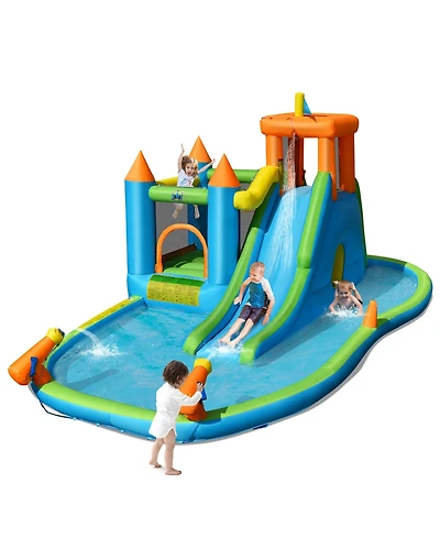 Inflatable Water Slide Kids Bounce House Splash Pool without Blower