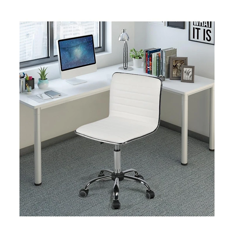 Yaheetech Pu Leather Low Back Swivel Armless Office Chair