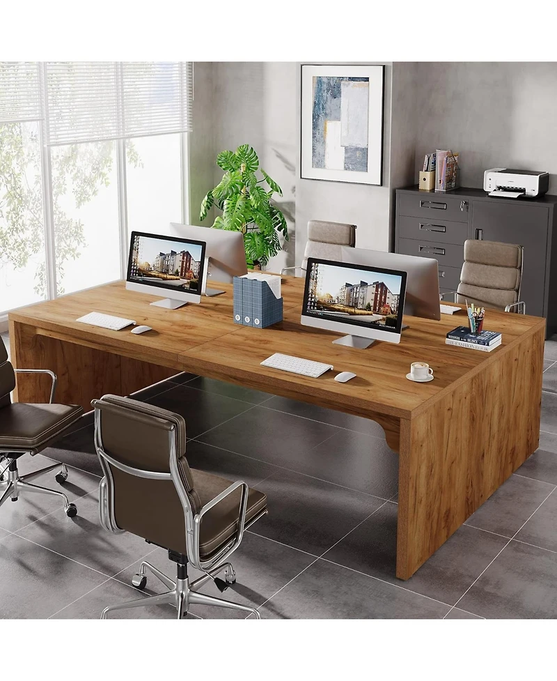 Tribesigns 13FT Conference Table, Large Rectangle Conference Room Table, Long Meeting Seminar Table Business Tables for 10-14 People (Two Tables)
