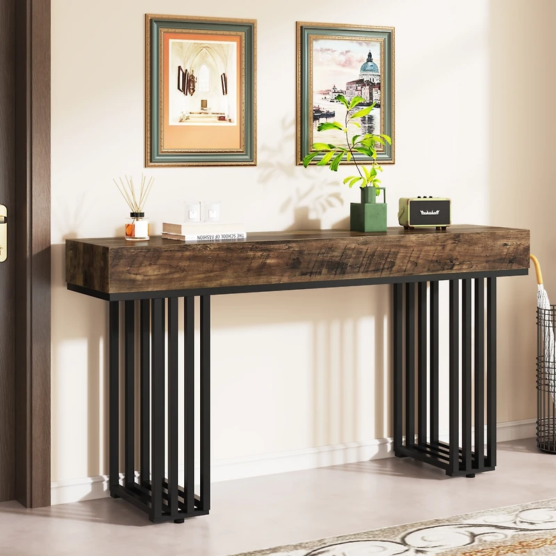 Tribesigns 55" Console Table for Entryway, Hallway Table with Stylish Metal Frame, Sofa Foyer Table for Living Room,Entrance