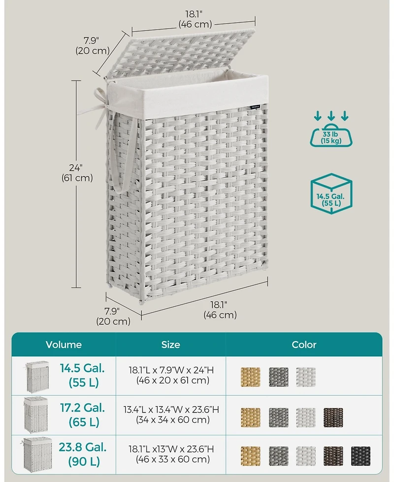 Slickblue Slim Laundry Hamper with Lid Compact and Stylish for Efficient Laundry Storage