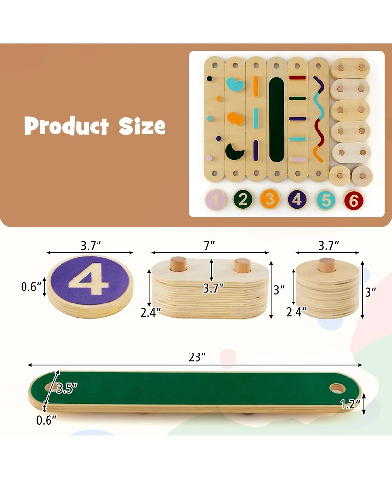 Gymax Wooden Balance Beam w/ Stepping Stones Balance Board Toy Playset for 1+ Toddlers