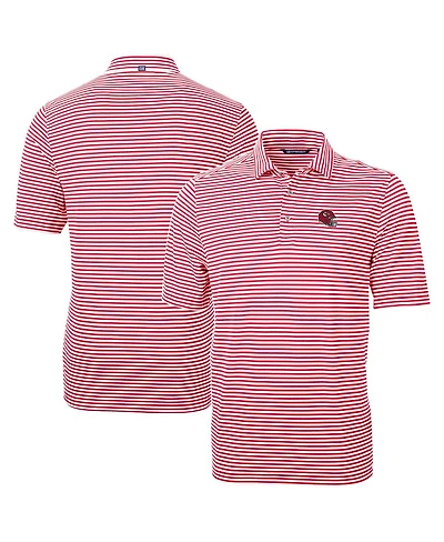 Cutter & Buck Men's Red Kansas City Chiefs Helmet Virtue Eco Pique Stripe Polo