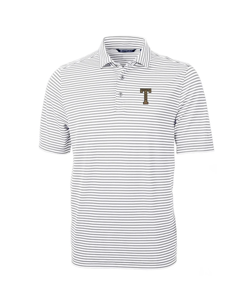 Cutter & Buck Men's Georgia Tech Yellow Jackets Throwback Logo Virtue Eco Pique Stripe Polo