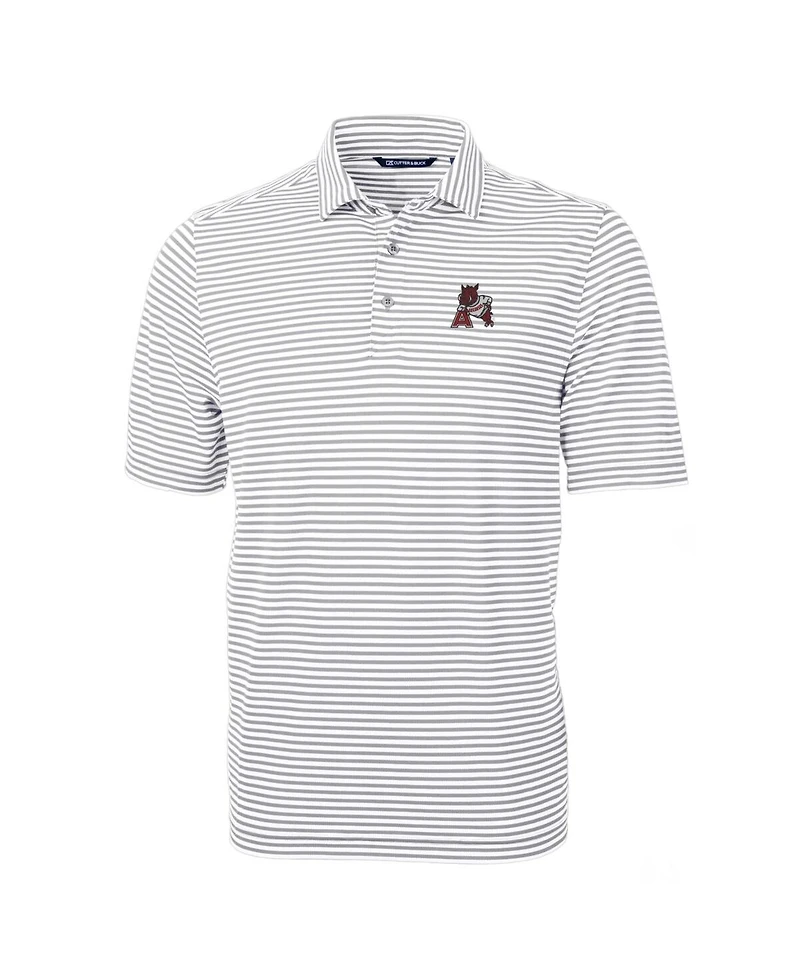 Cutter & Buck Men's Arkansas Razorbacks Throwback Logo Virtue Eco Pique Stripe Polo