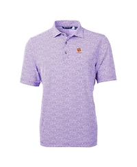 Cutter & Buck Men's Purple Clemson Tigers Alumni Logo DryTec Virtue Eco Pique Botanical Print Polo