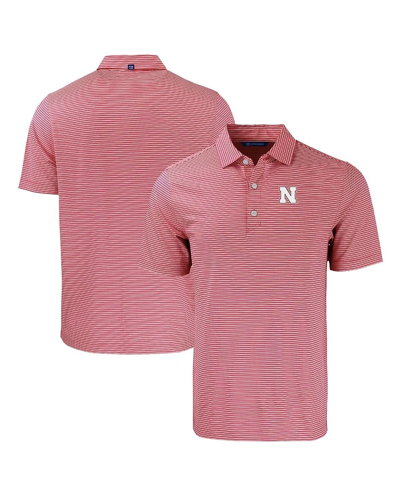 Cutter & Buck Men's Nebraska Huskers Forge Eco Double Stripe Stretch Polo