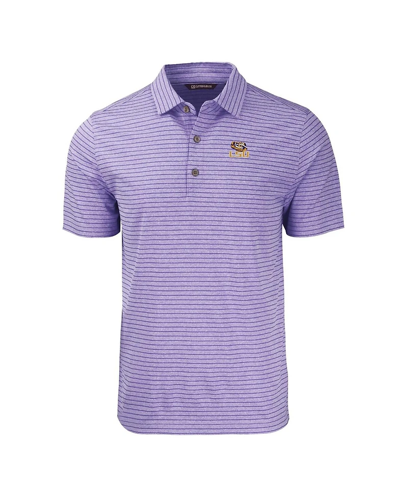 Cutter & Buck Men's Lsu Tigers Forge Eco Heathered Stripe Stretch Polo