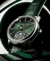 Frederique Constant Men's Swiss Automatic Classic Moonphase Date Manufacture Green Leather Strap Watch 40mm