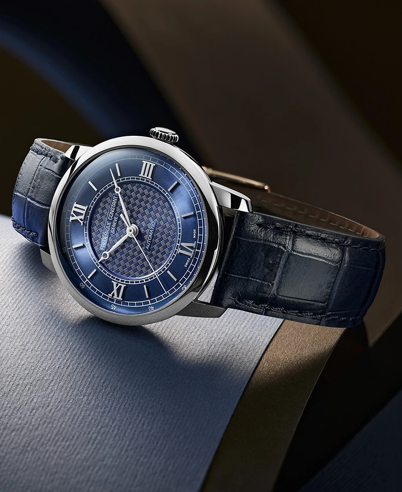 Frederique Constant Men's Swiss Automatic Classics Premiere Blue Leather Strap Watch 39mm