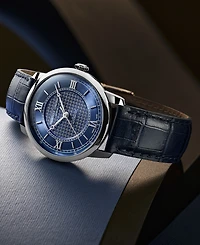 Frederique Constant Men's Swiss Automatic Classics Premiere Blue Leather Strap Watch 39mm